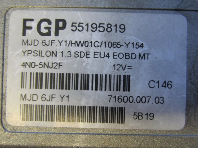 71951 Lancia Ypsilon 2003-2011    1,3 Diesel motorvezérlő szett 55195819