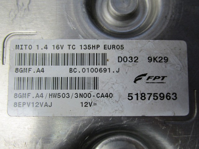 71946 Alfa Romeo Mito 1,4 benzin motorvezérlő szett 51875963