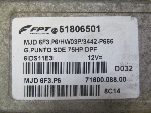 Fiat Grande Punto 1,3 16v Diesel 75Le motorvezérlő 51806501