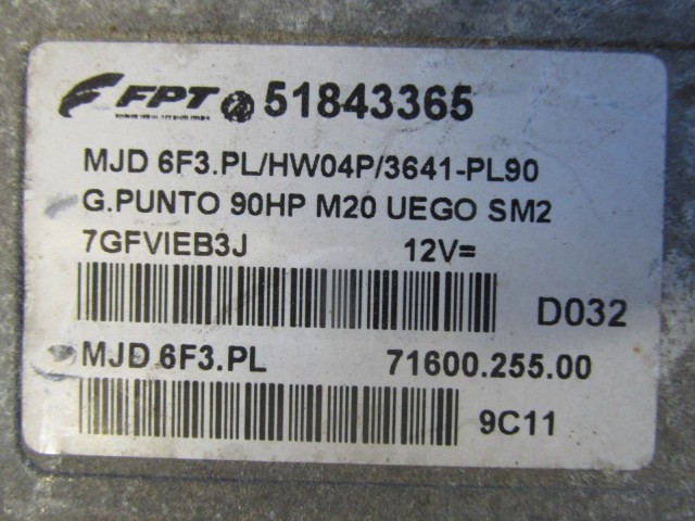 72226 Fiat Grande Punto 1,3 Jtd motorvezérlő 51843365