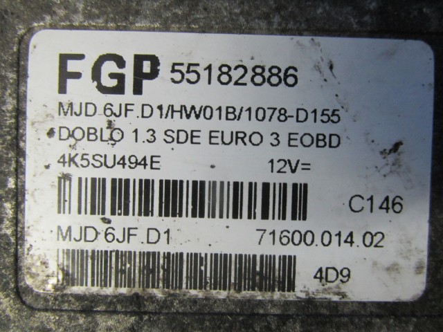 Fiat Doblo 2000-2005 1,3 16v Diesel motorvezérlő 55182886