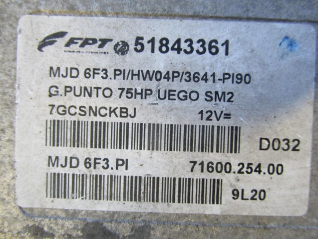 Fiat Grande Punto 1,3 16v Diesel motorvezérlő 51843361