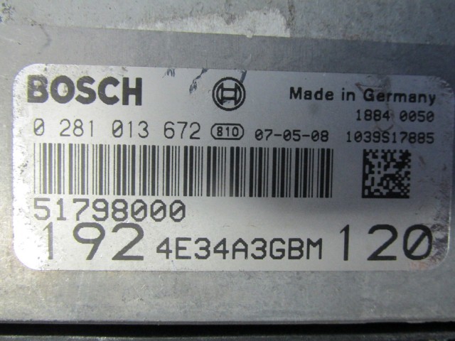 Fiat Stilo 1,9 8v Diesel motorvezérlő 51798000, 0281013672