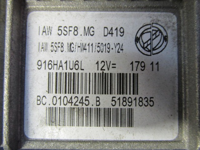 Lancia Ypsilon 2009-2011 1,2 8v  benzin motorvezérlő 51891835