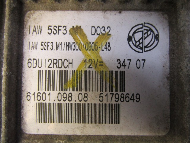 72480 Fiat Grande Punto 1,2 8v benzin motorvezérlő szett 51798649