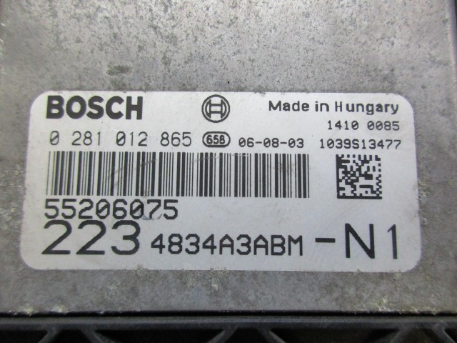 180468 Fiat Doblo II. 1,9 8v Diesel 105 Le motorvezérlő szett 0281012865, 55206075