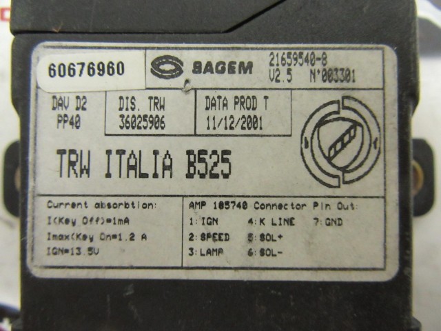 Lancia Thesis 3,2 benzin v6,  60676960 számú elektronika