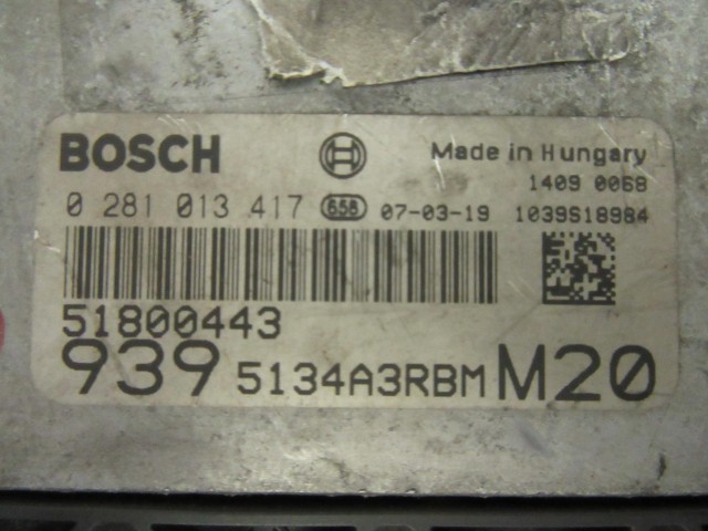 31493 Alfa Romeo 159 2,4 Jtd, motorvezérlő szett 0281013417 , 51800443