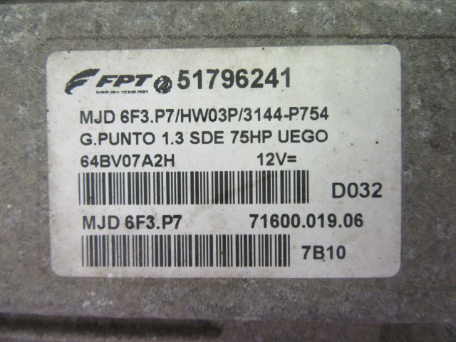 67440 Fiat Grande Punto 1,3 16v Mjet motorvezérlő szett 51796241