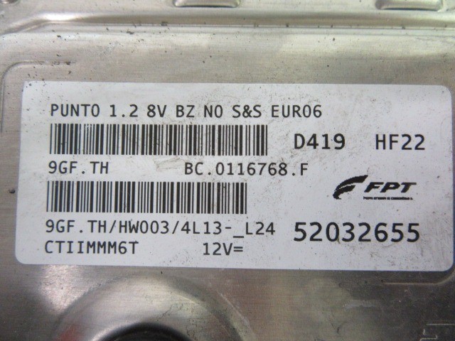 Fiat My Punto 1,2 8v benzin motorvezérlő 52032655