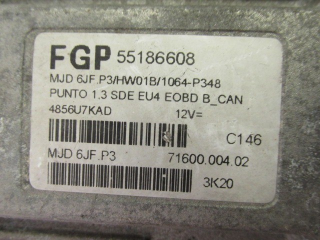 Fiat Punto III. 1,3 16v Mjet motorvezérlő 55186608