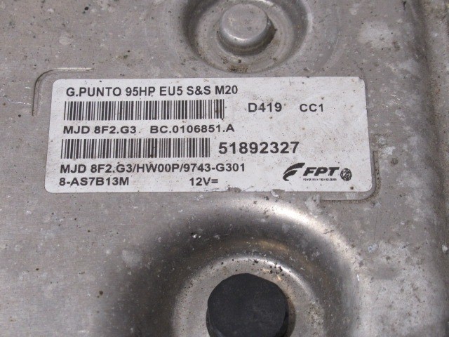 109465 Fiat Punto 1,3 16v Mjet 90 Le automata váltós, motorvezérlő szett 51892327