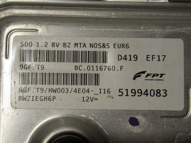 Fiat 500 1,2 8v benzin motorvezérlő 51994083