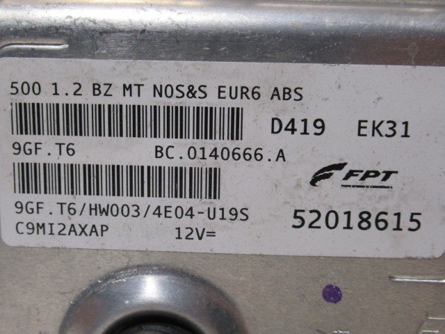Fiat Punto 1,2 8v benzin Euro 6 motorvezérlő 52018615