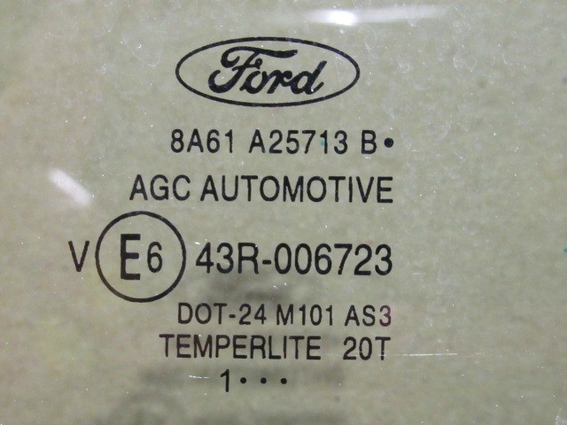 Ford Fiesta 5 ajtós 2008-2013 sötétzöld bal hátsó lejáró üveg 