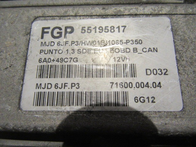 71950 Fiat Punto III 1,3 16v Diesel motorvezérlő szett 55195817