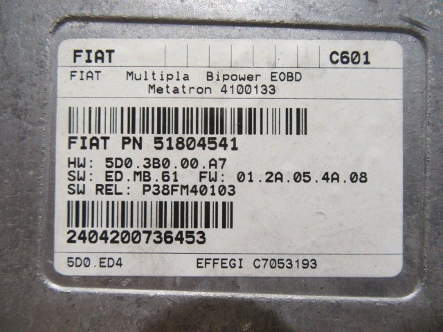 Fiat Multipla 1,6 16v bipower motorvezérlő  51804541