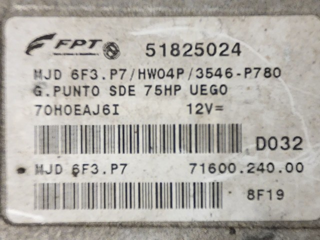 Fiat Grande Punto 1,3 16v Mjet motorvezérlő 51825024