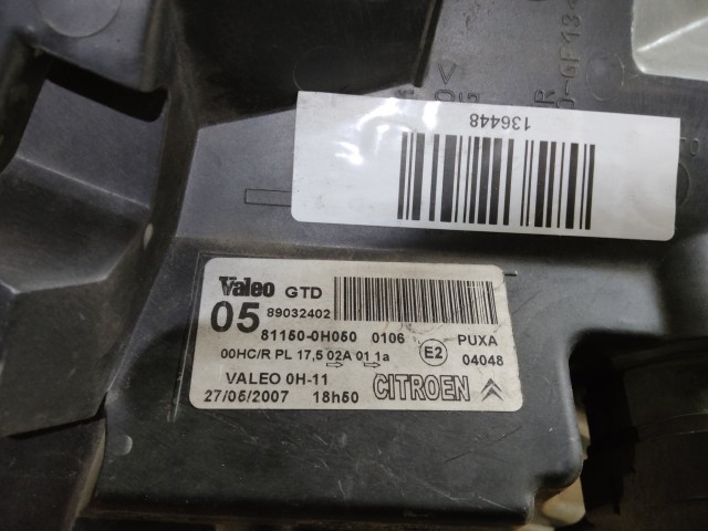 136448 Citroen C1 2005-2014 bal első fényszóró 81150-0h050