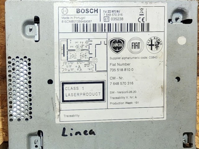 171943 Fiat Linea  Bosch Cd-s rádió 735518810