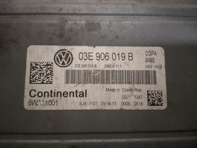 Volkswagen Polo 2009-2014 1,2 16v benzin Motorvezérlő  03E906019B , 5WA11001